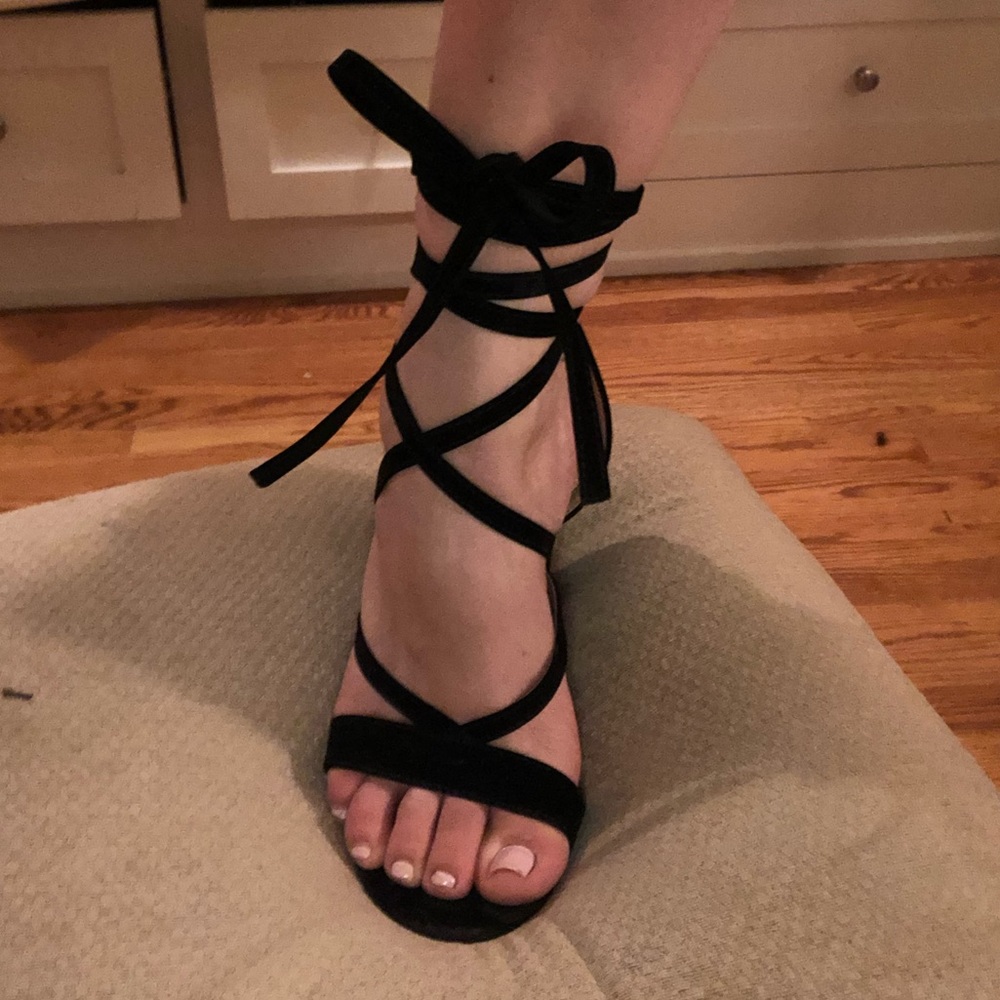 Black lace up heels
